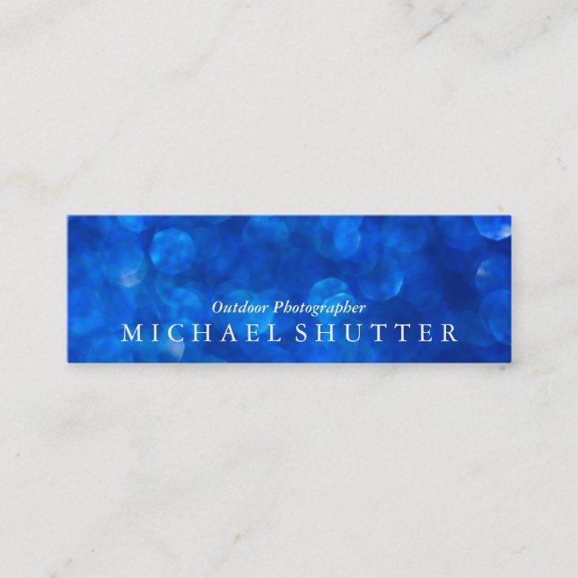 Blue Bokeh Mini Business Card (Front)