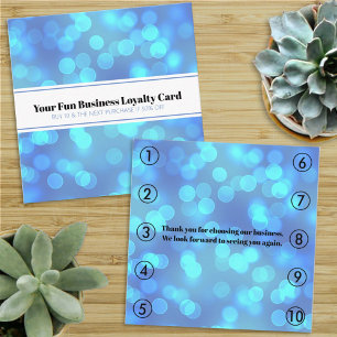 Blue Bokeh Small Business Loyalty Punch Card