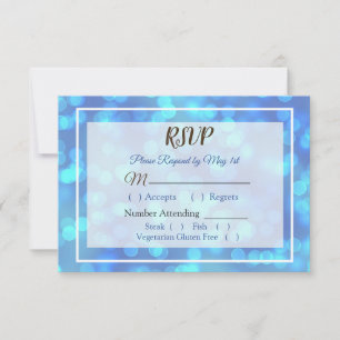 Blue Bokeh Wedding RSVP card