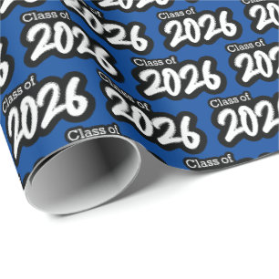 Blue Bold Brush Class of 2026 Wrapping Paper