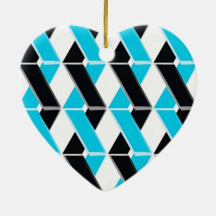 Blue, bold, cool, trendy braided geometric shapes ceramic ornament