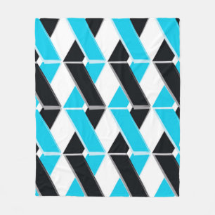Blue, bold, cool, trendy braided geometric shapes fleece blanket