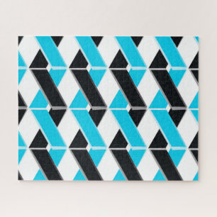 Blue, bold, cool, trendy braided geometric shapes jigsaw puzzle
