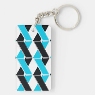 Blue, bold, cool, trendy braided geometric shapes key ring