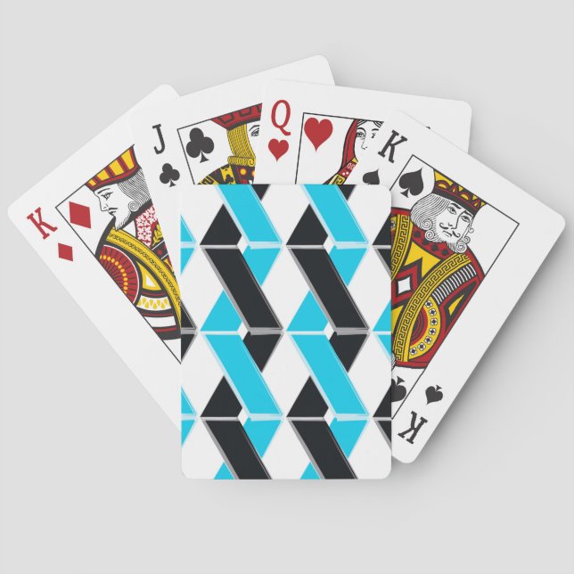 Blue, bold, cool, trendy braided geometric shapes playing cards (Back)