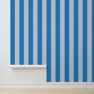 Blue Bold Vertical Stripes Wallpaper