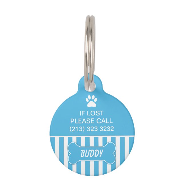 Blue Bone Dog ID Tag (Back)