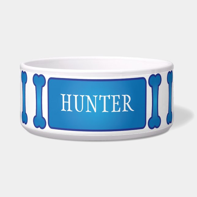 Blue Bone Dog Pet Bowl (Front)