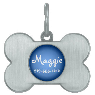 Blue Bone Shaped Customisable Name Dog Tag