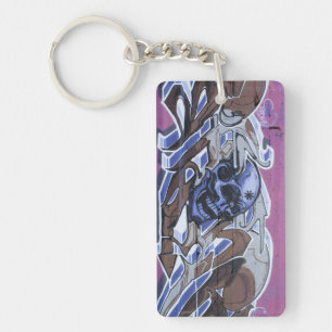 Blue Bonehead Graffiti Key Ring