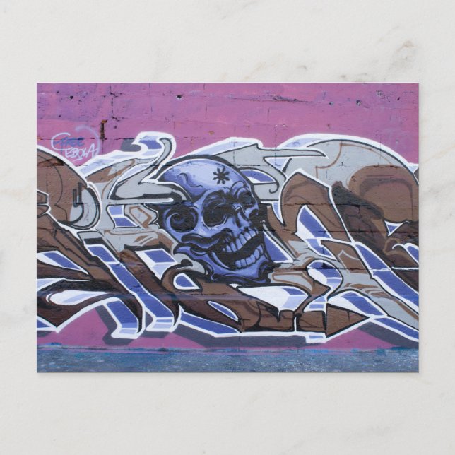 Blue Bonehead Graffiti Postcard (Front)