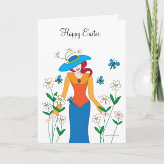 Blue Bonnet Easter Girl Holiday Card