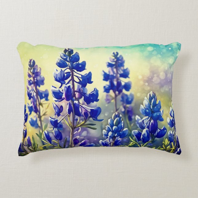Blue Bonnet Throw Pillow (Front)