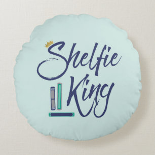 Blue Booklover Shelfie King Round Cushion