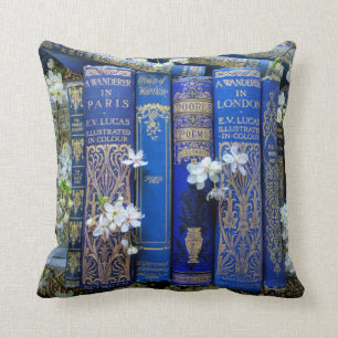 Blue Books and Blossoms Cushion