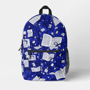 Blue Books Background Printed Backpack