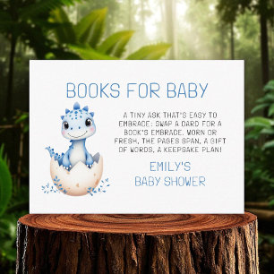 Blue Books For Baby Boy Dinosaur Shower Enclosure Card