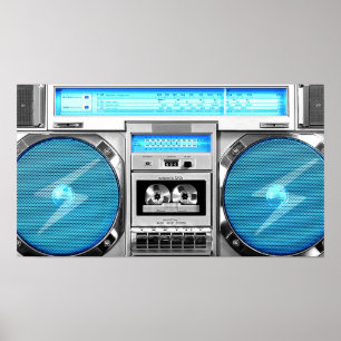 Blue boombox poster