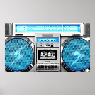 Blue boombox poster