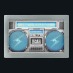 Blue boombox rectangular belt buckle<br><div class="desc">Hello,  this design represents one blue boombox and silvered,  very old school and swagg,  this funny and very cool design is made for you!</div>