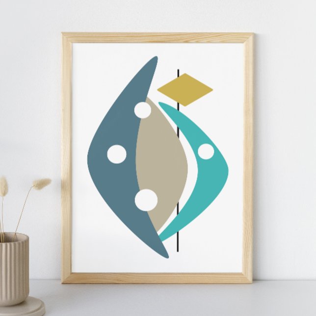 Blue Boomerangs Mid Century Modern Poster (Creator Uploaded)