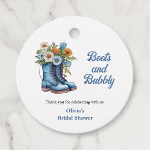 Blue Boots and Bubbly Blue Western Bridal Shower Favour Tags