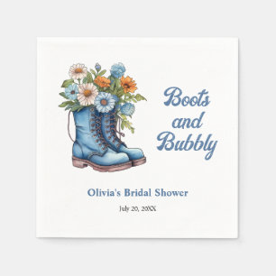 Blue Boots and Bubbly Blue Western Bridal Shower Napkin
