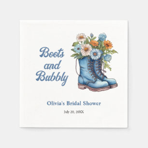 Blue Boots and Bubbly Blue Western Bridal Shower  Napkin