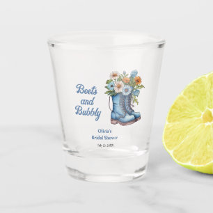 Blue Boots and Bubbly Blue Western Bridal Shower  Shot Glass