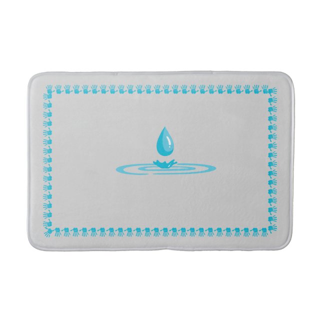  Blue Border Bathmat with Elegant Water Drop  (Front)