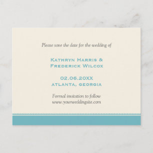 Blue border custom wedding save the date postcard