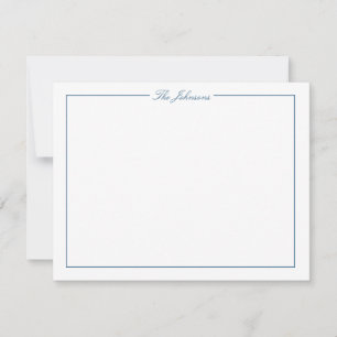 Blue Border Personalised Stationery Note Card