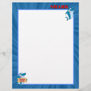 Blue Bordered Shark Letterhead Writing Paper