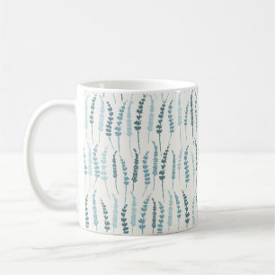 Blue Botanical Coffee Mug for Farmhouse