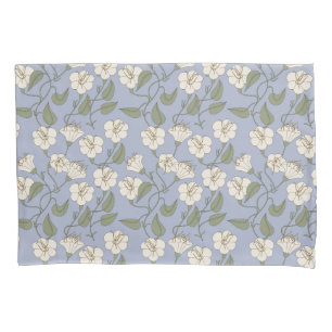 Blue botanical cottagecore floral pillowcase