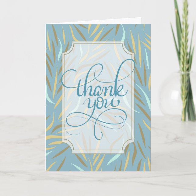Blue Botanical Earthy Tones Thank You Card (Front)