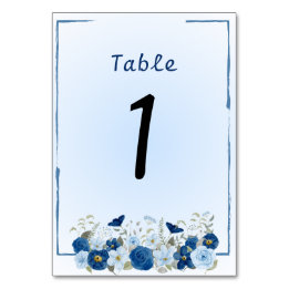 Blue Botanical Elegance Wedding Table Number