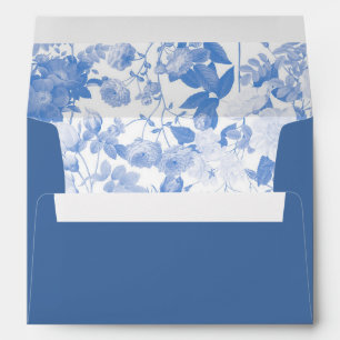 Blue Botanical Florals 5x7 Wedding Invitation Envelope