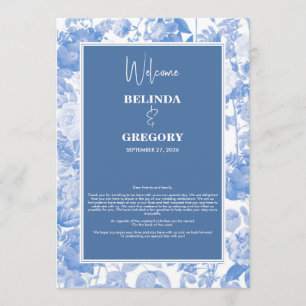 Blue Botanical Florals Wedding Itinerary Program