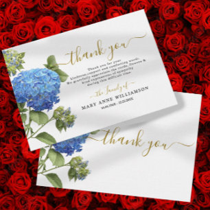 Blue Botanical Funeral Thank You Card