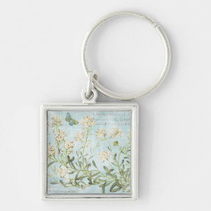 Blue Botanical Key Ring