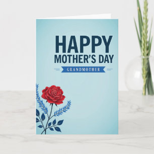 Blue Botanical Mothers Day Card