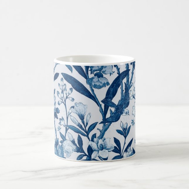 Blue botanical pattern  coffee mug (Center)