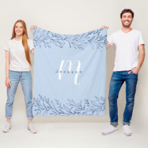 Blue botanical personalised name and monogram