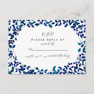 Blue Botanical RSVP Card