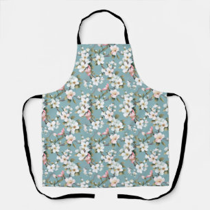 Blue Botanical Spring Dogwood Apron