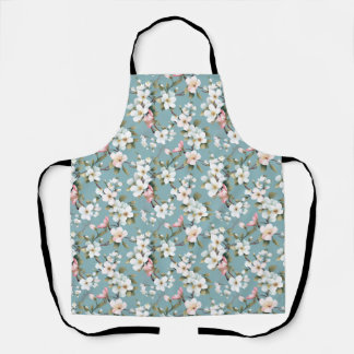Blue Botanical Spring Dogwood Apron