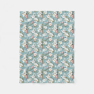 Blue Botanical Spring Dogwood Fleece Blanket