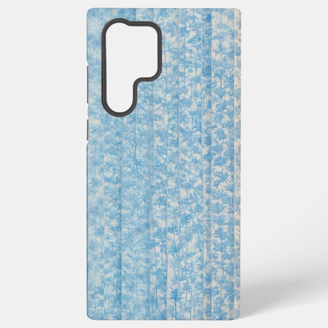 Blue Botanical Stripe Phone Case (Back)