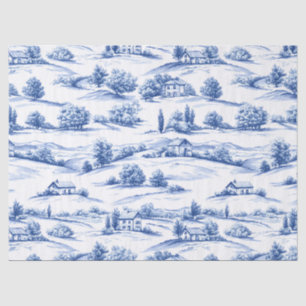 Blue Botanical Toile Pattern Tissue Paper
